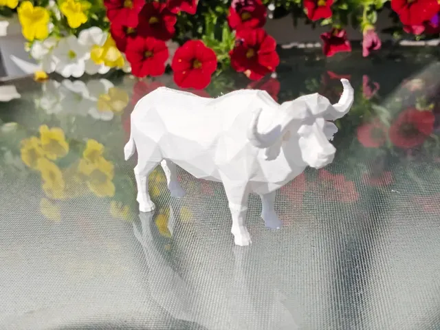 Geometric Low Poly Buffalo Figurine — Image 4 of 9