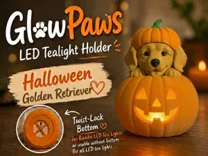 Golden Retriever GlowPaws Tealight Holder Pumpkin