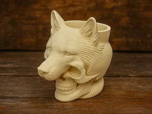 Mondjaeger: Wolfs-Pflanztopf-Totem