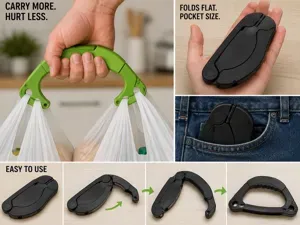 FoldFlat Grocery Bag Carrier Pocket Size Handle
