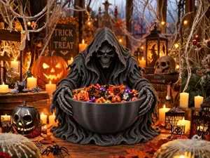 Halloween Candy Bowl Pumpkin Spooky Treat Holder
