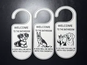 Funny Cat and Dog bathroom door hangers