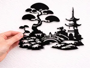 Japanese Zen Landscape – Bonsai & Pagoda