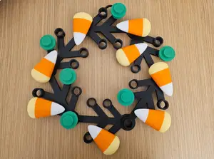 Candy Corn Brick Wreath for Halloween