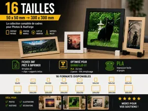 Cadres polyvalents – Photo & HueForge – 16 tailles
