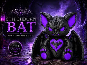 Stitchborn Bat - Dark Plush Nightling