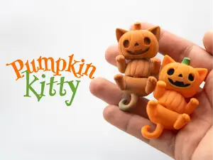 Halloween Pumpkin Cat - Articulated & Keychain