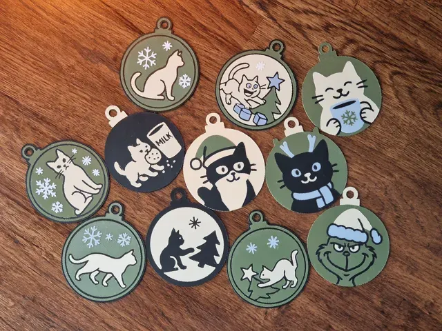 11 Christmas Cat Ornaments – Multicolor AMS Ready — Фото 4 из 15