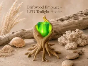 Driftwood Embrace - LED Tealight Holder