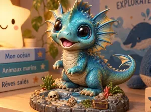 Cute Aquatic Dragon Chibi – Sea Dragon Diorama
