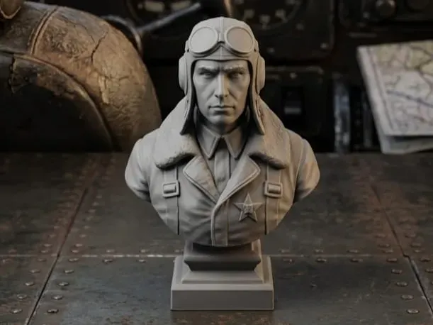 Miniatura su Busto pilota Russo II Guerra Mondiale