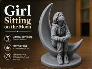 Girl Sitting on the Moon – Decorative Figurine