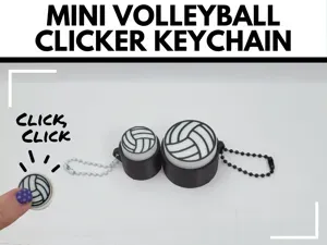 Mini Volleyball Fidget Clicker Keychain