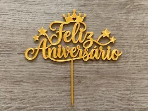 Topo de Bolo “Feliz Aniversário” – Elegante