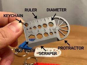 Multi-Tool Keychain with Ruler, Gauge & Scraper