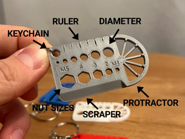 Multi-Tool Keychain with Ruler, Gauge & Scraper