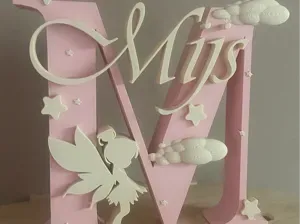 Personalized Baby Name Letter with Fairy & Clouds