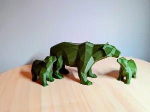 Polar Bear Family Low Poly