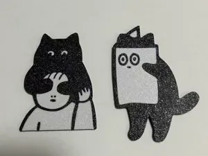 捂脸挡脸猫搞怪猫冰箱贴(黑白双色)