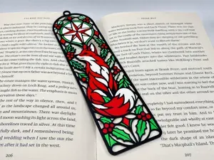 Christmas Fox Winter Star Stained Glass Bookmark