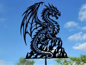 Dark Dragon 2D Wall Art Fantasy Creature Decor