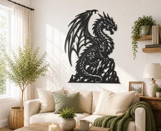 Dark Dragon 2D Wall Art Fantasy Creature Decor — Image 2 of 3
