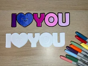 "I Heart You" / "I Love You" Word Art Coloring
