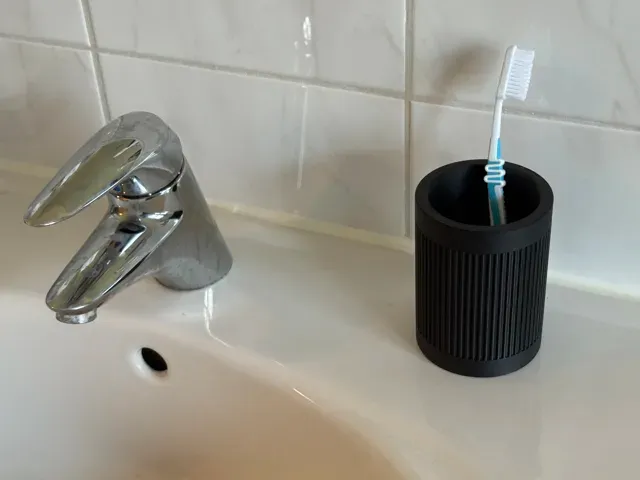 Ribbed Toothbrush Holder | Japandi Bathroom Cup — Фото 3 из 4
