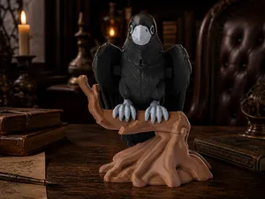 Black Crow Flexi Toy - Articulated Bird on Branch