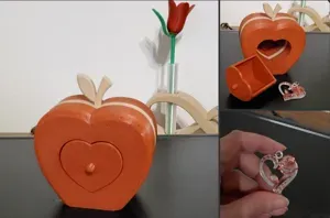 Apple jewel box and heart pendant , valentine day