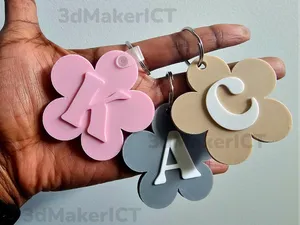 Daisy Initial Bag Tag Keychain - NFC Optional