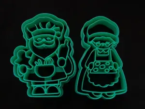 Santa & Mrs. Claus Baking Cookie Cutter & Stamp