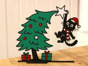 Black Cat & The Christmas Star Shelf Decor