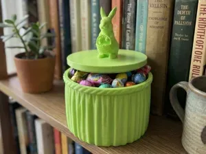 Easter Bunny Candy Jar - Ribbed Spring Decor Box