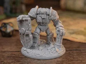 Stone Golem - Runic Shield Guardian - Temple Ruins