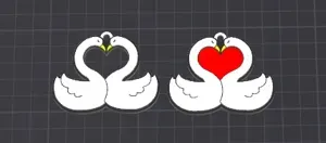 2 swan heart keychain / neck charm free commercial