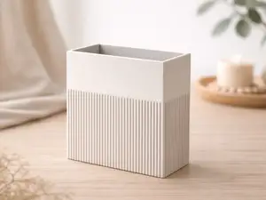 Japandi Gerippte Vase 1 Minimal Rectangular Decor
