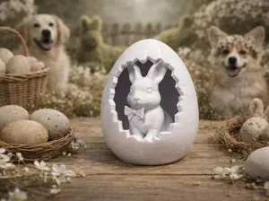 Happy Easter Egg with Easter Bunny. Animal