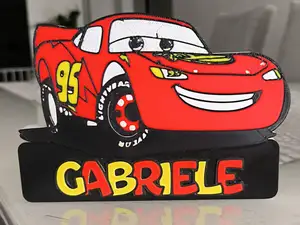 CARS DISNEY SAETTA CUSTOMIZABLE TABLE LOGO  NAME