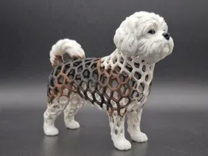 Stylized Sculpture Voronoi Shih-tzu Dog Figurine