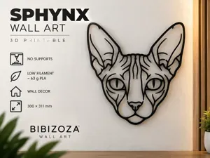 Sphynx Cat Silhouette Wall Art