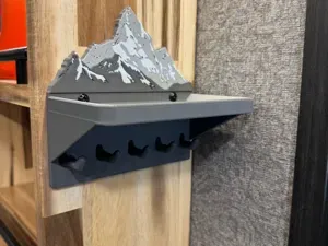 Mountain Key Holder with Shelf - 5 Hooks