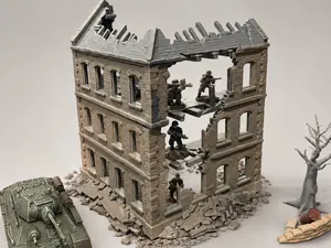Ruined Apartment Block — 28mm / 1:56 WWII Terrain