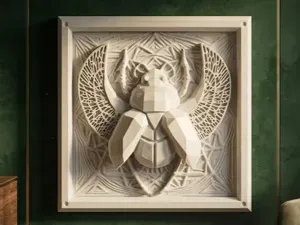 Winged Egyptian Scarab 3D Wall Relief
