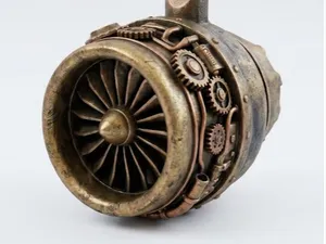 Jet Engine Turbine Keychain Pendant