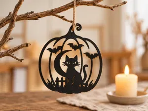 Halloween Pumpkin Cat Hanging Decoration