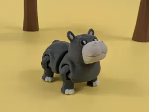 Hippo Articulated Keychain Figure
