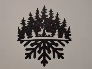 Winter Whispers – Forest & Snowflake Silhouette