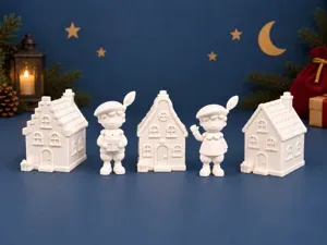 Sinterklaas tafereel deel 1 - Huisjes + 2 pieten