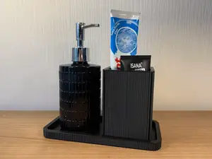 Japandi Badezimmer Ablage mit Becher für Seife usw